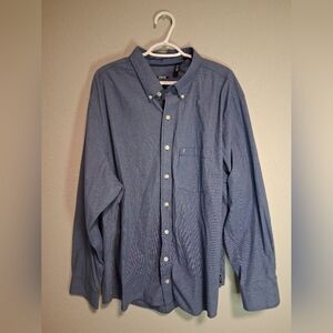 IZOD Dress Shirt Men’s 2XL Tall Dark Blue Button Up Long Sleeve Business Casual